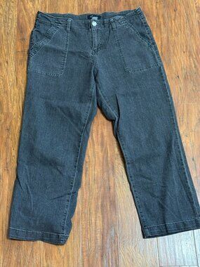 D Jeans Womens Cropped Ankle Pants Mid Rise Black Denim Pants Size 14